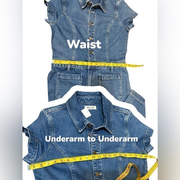 Rollas Sailor Denim Jumpsuit Women’s XL 14 NWT Wide Leg One Piece Short Sleeve - Picture 8 of 9